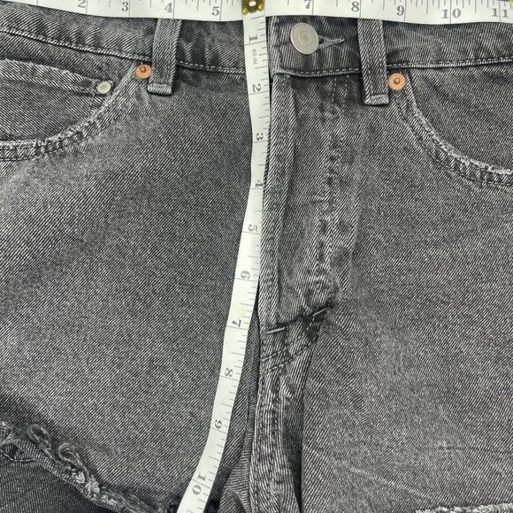 H&M Button Fly Denim Cutoff Distressed Shorts Summer Grunge Festival Size 6 - Picture 8 of 11